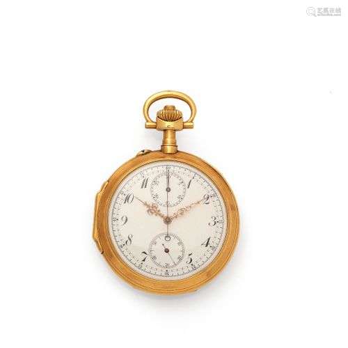 Montre chronographe de poche en or jaune 18K 750 millièmes à...