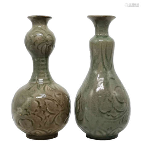 各式龙泉釉刻花瓶(共2件)
