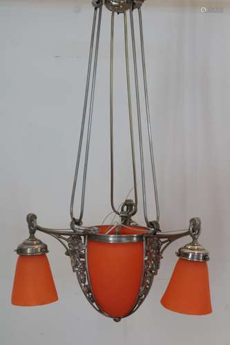 Bewerkt vernikkeld bronzen hanglamp