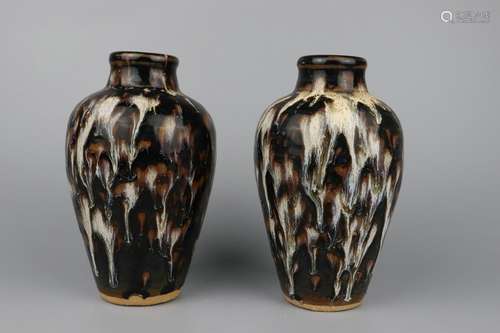 pair of chinese jizhou kiln porcelain meipings