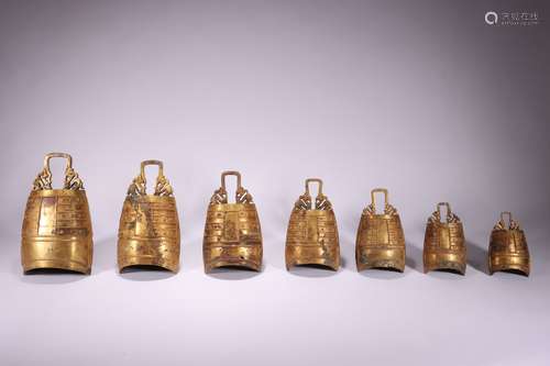 a group of cinese gilt bronze bells