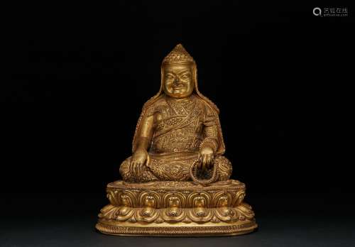 chinese gilt bronze statue of guru
