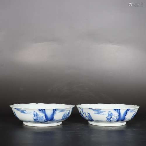 pair of chinese blue and white porcelain bowls