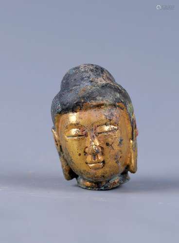 chinese gilt bronze  buddha head