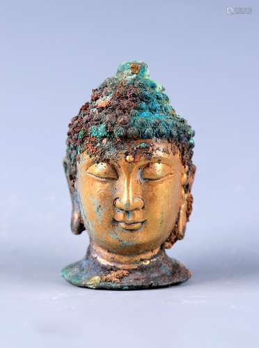 chinese gilt bronze  buddha head