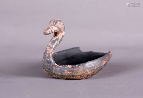 chinese black pottery duck-shaped inkstone
