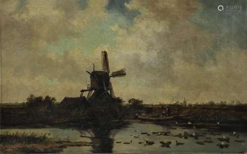 Kruseman, molen in polder, doek