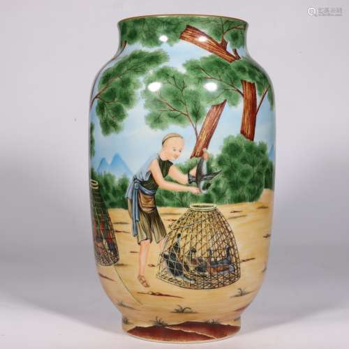 chinese doucai porcelain lantern-shaped vase