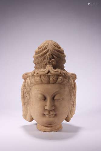 chinese stone carving buddha head