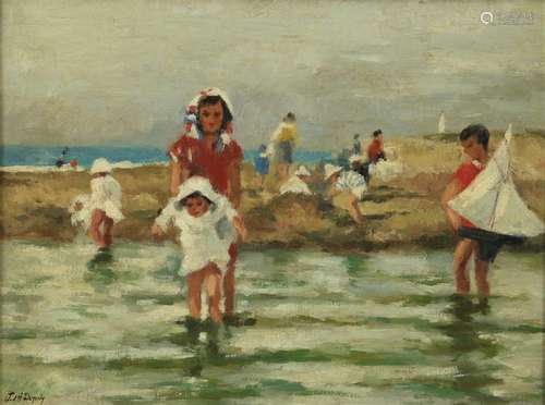 Dupuy, J.M.J. Kinderen aan het strand