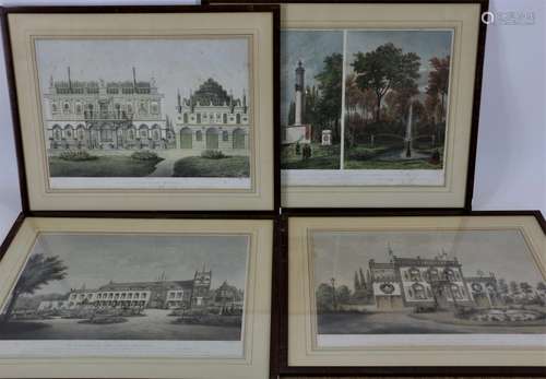 Lot van 4 litho's, Petrus Regout