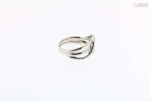 Witgouden fantasie ring met diamant