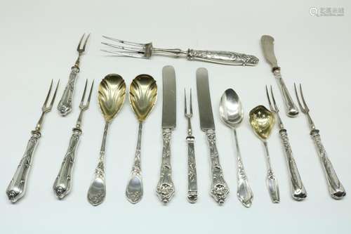 14 stuks Jugendstil/Art Nouveau zilver