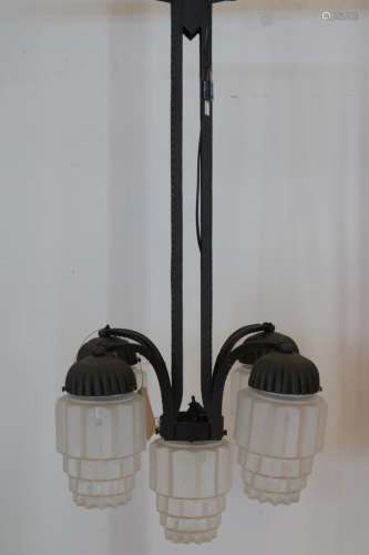 Smeedijzeren Art Deco hanglamp