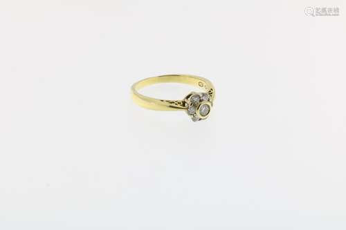 Geelgouden entourage ring, diamant