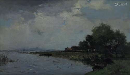 Weissenbruch, boerderij aan water, doek