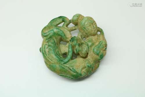 Antieke gesneden jade hanger