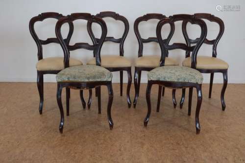 Serie van 6 mahonie stoelen
