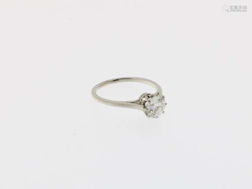 Platina ring oud slijpsel diamant, 0,65c