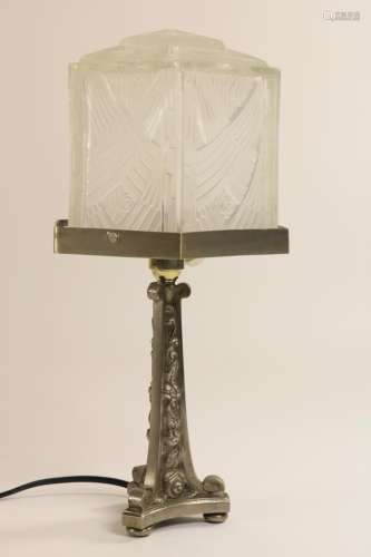 Vernikkeld bronzen Art Deco tafellamp