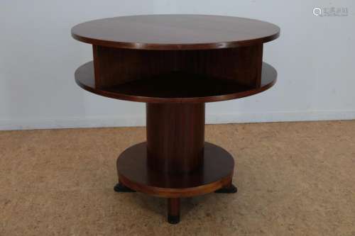 Mahonie Art Deco ronde etagere tafel