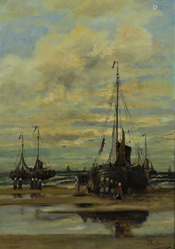 Ruighaven, J. Vissersboten op strand