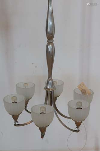 Vernikkeld bronzen Art Deco hanglamp