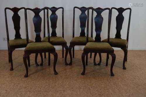 Serie van 6 Cuba-mahonie stoelen