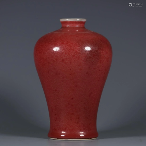 AN ALTAR RED GLAZED MEIPING VASE