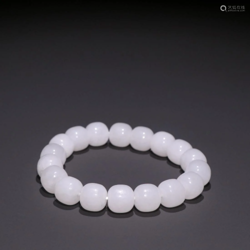 CHINESE WHITE JADE CARVING PRAYER BRACELET