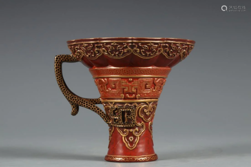 IMITATION BRONZE GLAZED GOLD-PAINTED JUE CUP