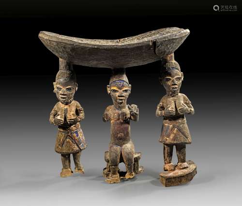 Yoruba fragment of a small stool.