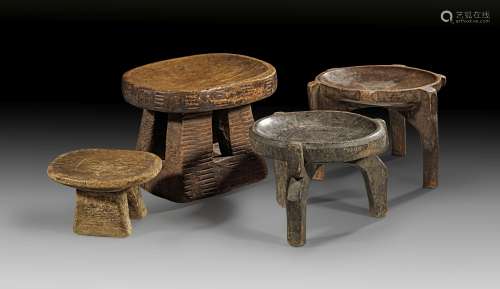 Collection of wooden stools.