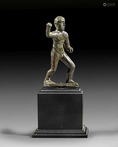 Etruscan bronze figurine of naked warrior.