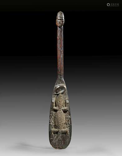 Yoruba, Nigeria, wooden ceremonial paddle.