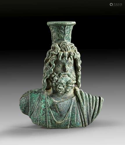 Bronze bust of Sarapis with Polos.