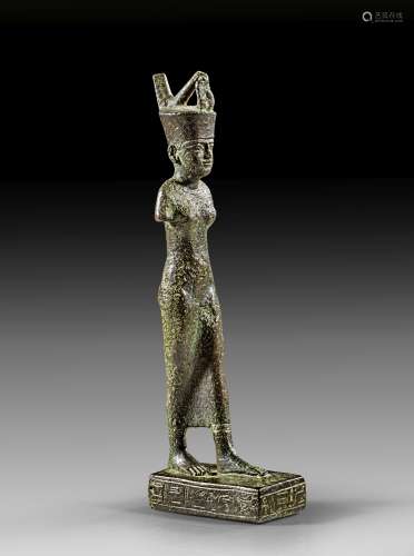 Solid cast bronze statuette of Neith.