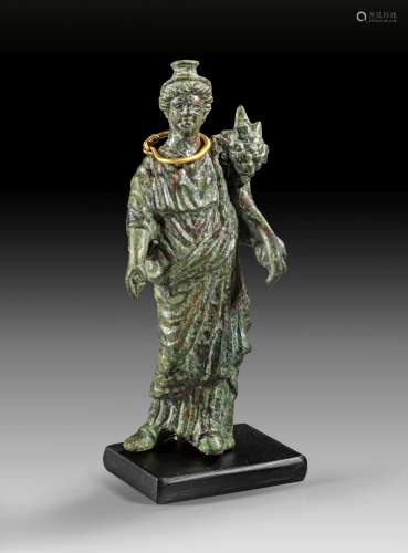 Roman bronze figurine of Fortuna.