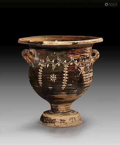 Rare Paestian bell krater of the Gnathia ware.
