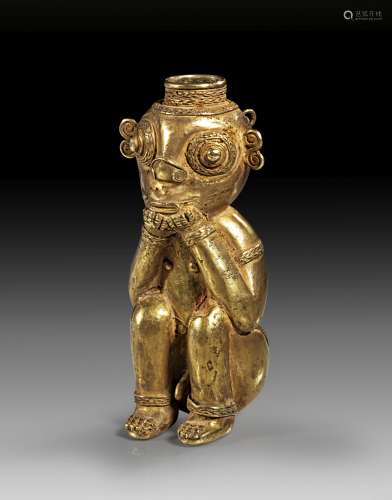 Qimbaya cast gold monkey pendant.