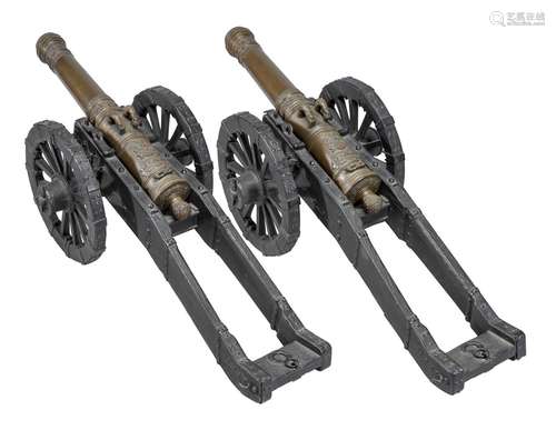 ‡ Ⓦ A FINE PAIR OF DUTCH BRONZE CANNON^ DATED 1646