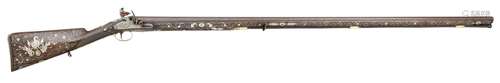 A FINE 14 BORE FLINTLOCK SILVER-MOUNTED FLINTLOCK FOWLING-PI...