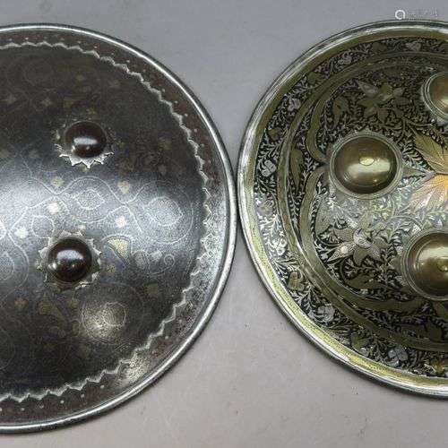 A SMALL INDIAN SHIELD (DHAL)^ 19TH CENTURY AND ANOTHER^ 20TH...