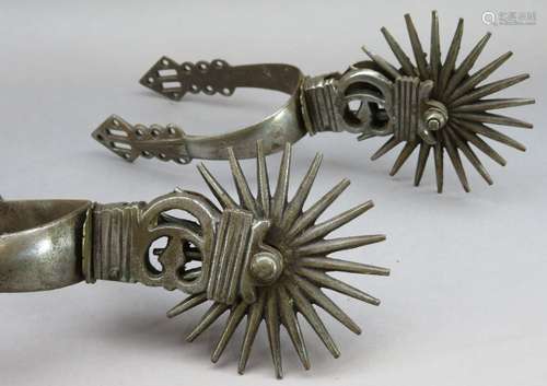 Ⓦ TWO PAIRS OF SOUTH AMERICAN ROWEL SPURS^ 19TH CENTURY