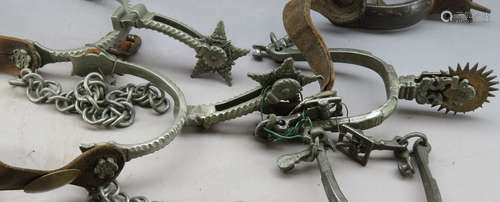 Ⓦ TWO PAIRS OF SOUTH AMERICAN ROWEL SPURS AND ANOTHER^ LATE ...