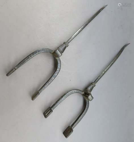 Ⓦ A PAIR OF ARAB PRICK SPURS^ 19TH CENTURY