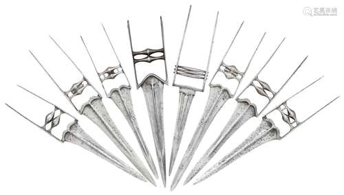 Ⓦ EIGHT INDIAN DAGGERS (KATAR)^ 18TH/19TH CENTURY