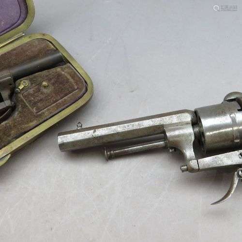 ˜A CASED 4MM CONTINENTAL PIN-FIRE REVOLVER AND ANOTHER 6MM P...