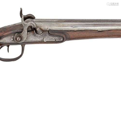 A 22 BORE D.B. FRENCH PERCUSSION SPORTING GUN BY BENOIT PENE...