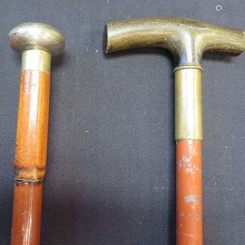 A PERCUSSION WALKING CANE^ LATE 19TH CENTURY AND A BLOW-PIPE...